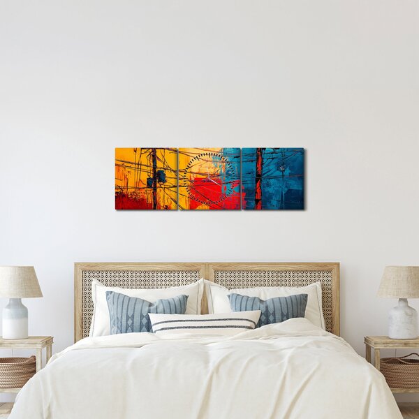 Obraz - Abstraktní elektrické vedení (s hodinami) (90x30 cm)