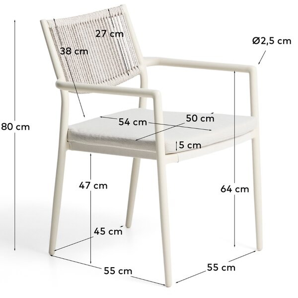 Kave Home Krémová kovová zahradní židle Argasi