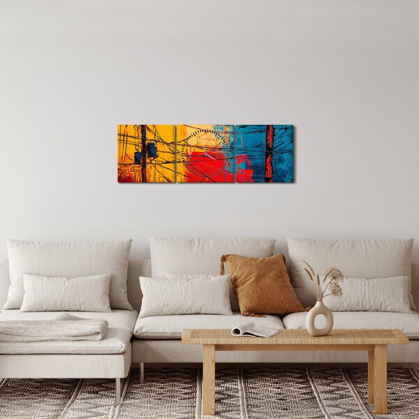 Obraz - Abstraktní elektrické vedení (s hodinami) (90x30 cm)