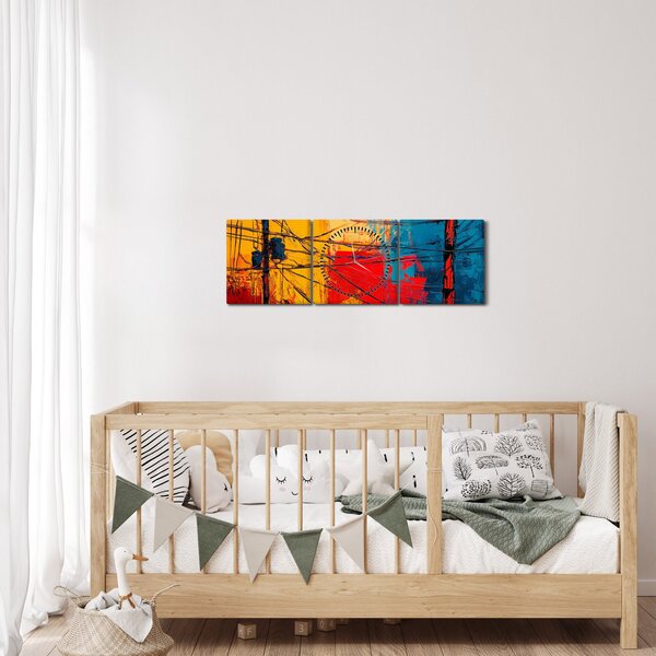 Obraz - Abstraktní elektrické vedení (s hodinami) (90x30 cm)