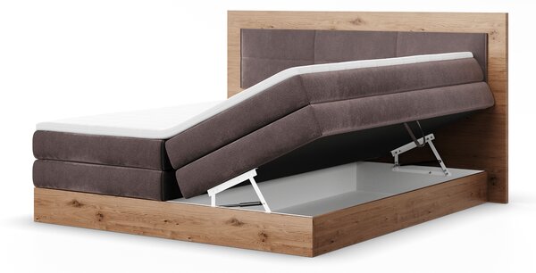 KONDELA Boxspringová postel 160x200, hnědá, RENIZE NEW