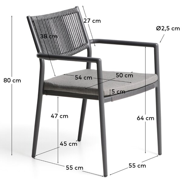 Kave Home Šedá kovová zahradní židle Argasi