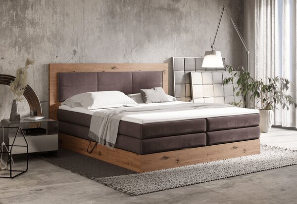 KONDELA Boxspringová postel 160x200, hnědá, RENIZE NEW