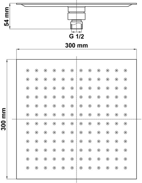 Hagser Ella hlavová sprcha 30x30 cm čtvercový černá HGR28000037