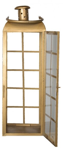 Zlatá kovová lucerna Simply na zavěšení- 17*17*60 cm – 17x17x60 cm