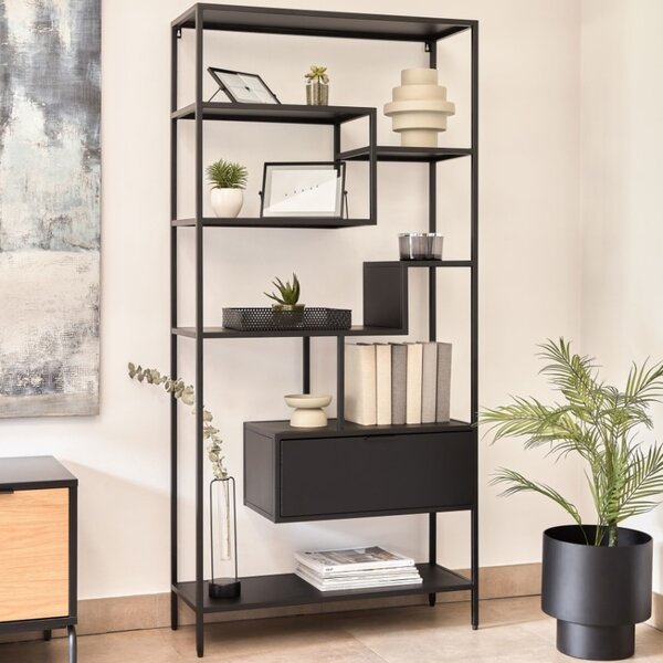 Černý kovový regál Kave Home Shantay 168 x 80 cm