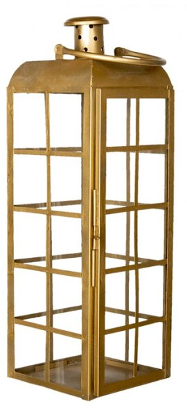 Zlatá kovová lucerna Simply na zavěšení- 17*17*60 cm – 17x17x60 cm