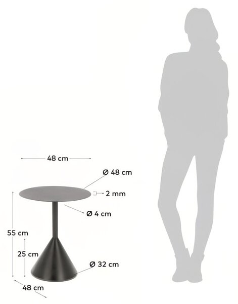 Černý kovový odkládací stolek Kave Home Yinan 48 cm