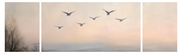 Obraz - Hejno ptáků (170x50 cm)