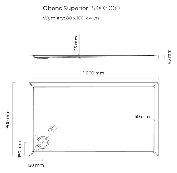 Oltens Superior obdélníková sprchová vanička 100x80 cm bílá 15002000