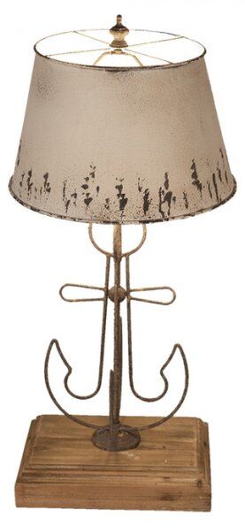 Krémová antik stolní lampa s kotvou a kovovým stínidlem – 35x79 cm
