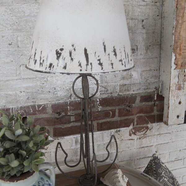 Krémová antik stolní lampa s kotvou a kovovým stínidlem – 35x79 cm