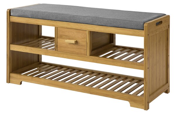 Sobuy Fsr75-N Lavice Na Boty Šatní Lavice Bambusová 91X45X34Cm