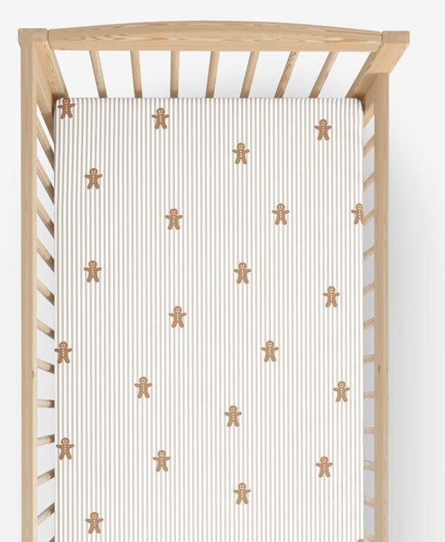 Goldea vánoční bavlněné napínací prostěradlo do dětské postýlky - perníčky s proužky 60 x 120 cm