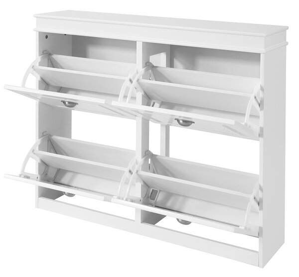 Sobuy Fsr79-W Lavice Se 4 Zásuvkami Botník Lavička Na Boty Bílá 105X83X24Cm
