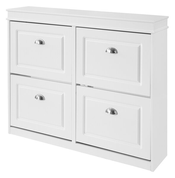 Sobuy Fsr79-W Lavice Se 4 Zásuvkami Botník Lavička Na Boty Bílá 105X83X24Cm