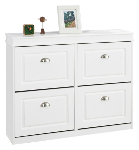 Sobuy Fsr79-W Lavice Se 4 Zásuvkami Botník Lavička Na Boty Bílá 105X83X24Cm
