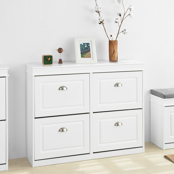 Sobuy Fsr79-W Lavice Se 4 Zásuvkami Botník Lavička Na Boty Bílá 105X83X24Cm