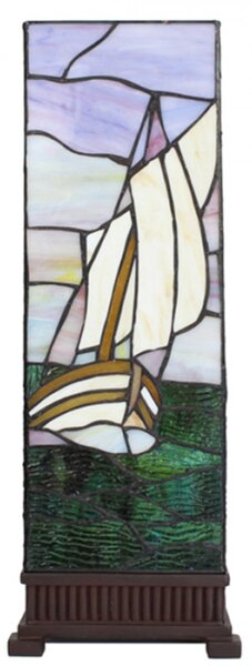 Stolní lampa Tiffany s plachetnicí Viw – 18x18x48 cm