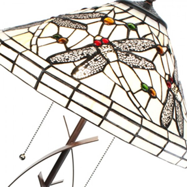 Stolní lampa Tiffany White Dragonfly – 41x69 cm