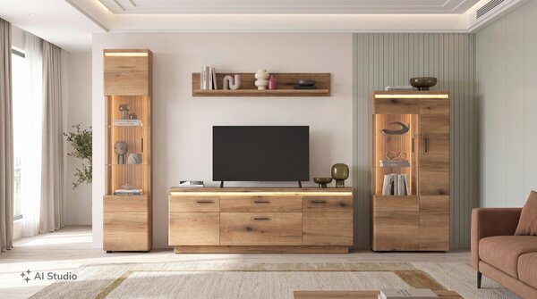 KOMODA POD TELEVIZI, barvy dubu, 180/64,4/44,6 cm Hom`in - TV stolky & komody pod TV