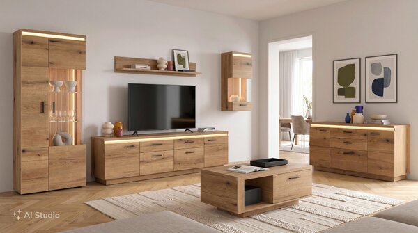 KOMODA POD TELEVIZI, barvy dubu, 210/64,4/44,6 cm Hom`in - TV stolky & komody pod TV