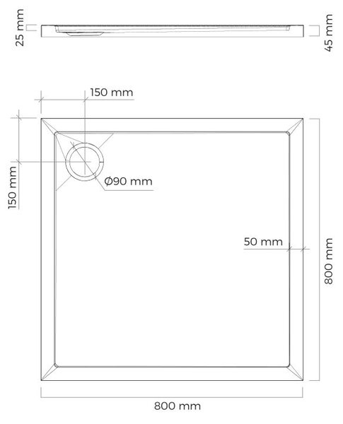 Oltens Superior čtvercová sprchová vanička 80x80 cm černá 17002300