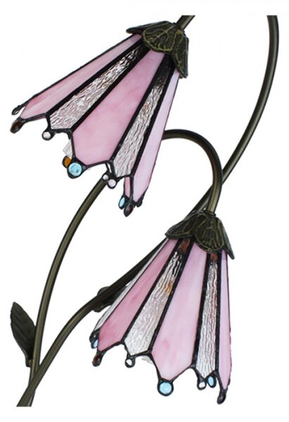 Stolní lampa Tiffany Flowerbell pink – 35x18x61 cm