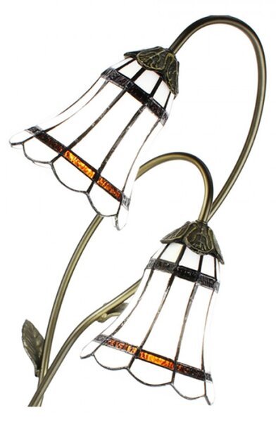 Stolní Tiffany lampa 2 stínidla hnědé pruhy BrownLine – 35x18x61 cm