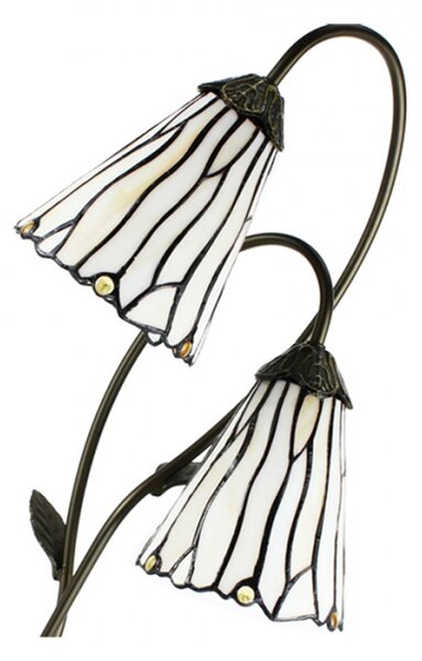 Stolní Tiffany lampa 2 stínidla hnědé kamínky BrownEye – 35x18x61 cm