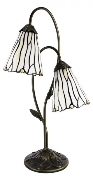 Stolní Tiffany lampa 2 stínidla hnědé kamínky BrownEye – 35x18x61 cm