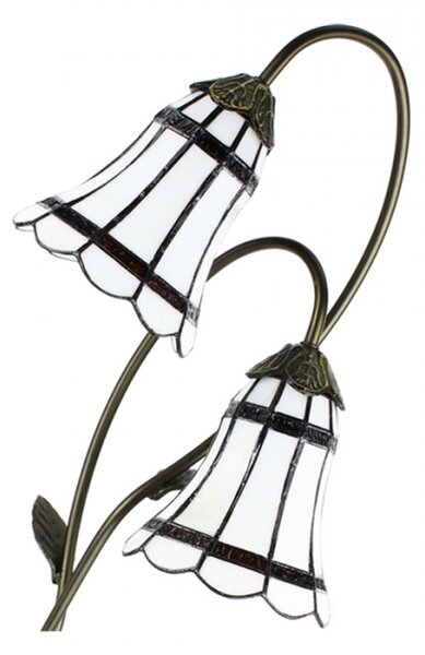 Stolní Tiffany lampa 2 stínidla hnědé pruhy BrownLine – 35x18x61 cm