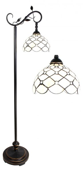 Bílá stojací Tiffany lampa kamínky Sacheverell – 36x25x152 cm