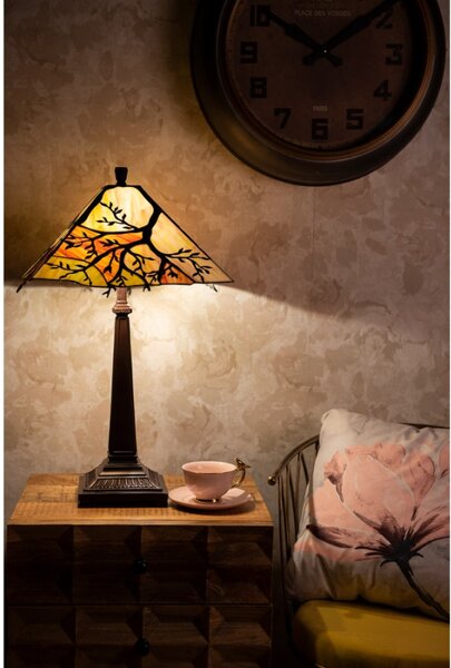 Hranatá stolní lampa Tiffany s větvemi stromu Tree – 36x57 cm