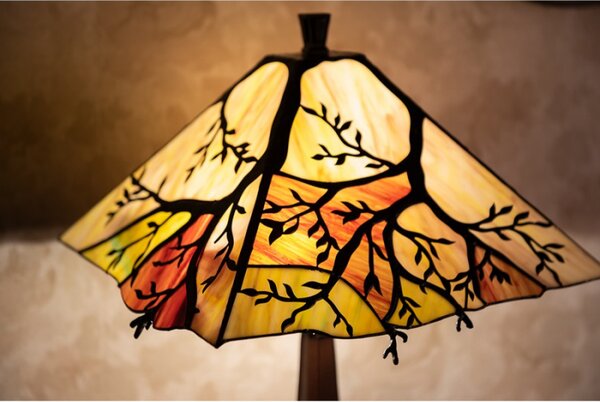 Hranatá stolní lampa Tiffany s větvemi stromu Tree – 36x57 cm
