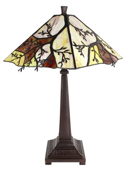Hranatá stolní lampa Tiffany s větvemi stromu Tree – 36x57 cm