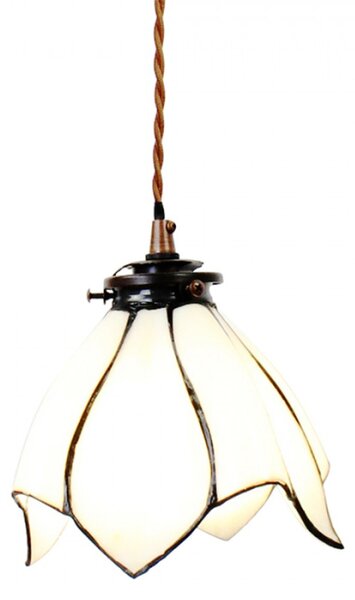 Bílá závěsná Tiffany lampa ve tvaru květu Jurren – 18x115 cm