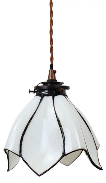 Bílá závěsná Tiffany lampa ve tvaru květu Jurren – 18x115 cm
