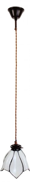 Bílá závěsná Tiffany lampa ve tvaru květu Jurren – 18x115 cm