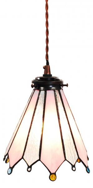 Závěsná lampa Tiffany Flowerbell pink – 18x15x115 cm