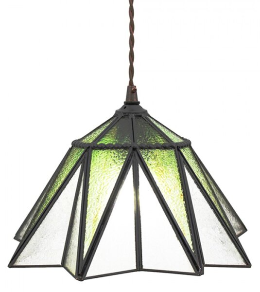 Zelený závěsný Tiffany lustr ve tvaru květu Luned – 31x107 cm