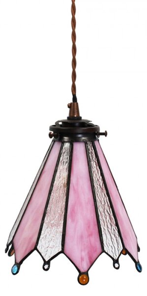 Závěsná lampa Tiffany Flowerbell pink – 18x15x115 cm