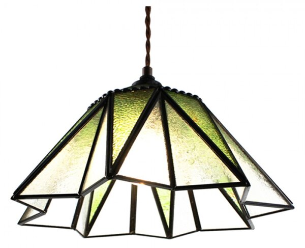 Zelený závěsný Tiffany lustr ve tvaru květu Luned – 31x107 cm