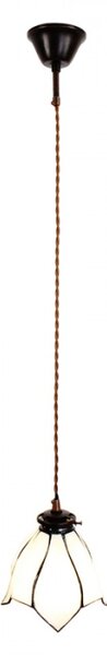 Bílá závěsná Tiffany lampa ve tvaru květu Jurren – 18x115 cm