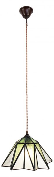 Zelený závěsný Tiffany lustr ve tvaru květu Luned – 31x107 cm