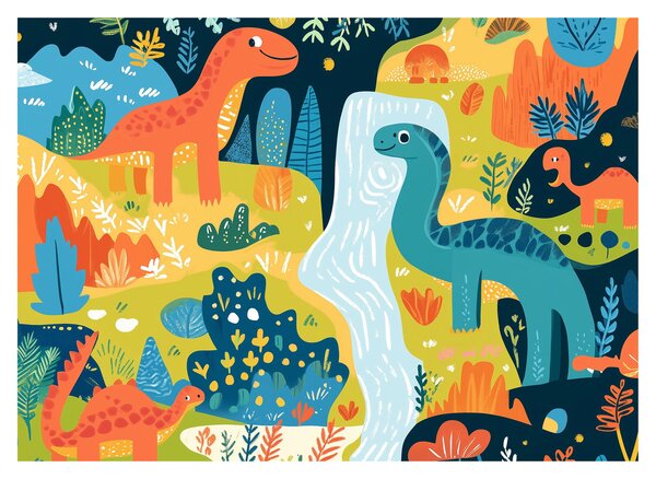 Obraz - Veselí dinosauři (70x50 cm)