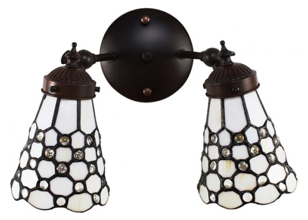 Nástěnná lampa Tiffany s bílými stínidly Diantha – 30x23x23 cm