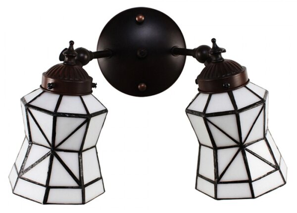 Nástěnná lampa Tiffany s bílými stínidly Cecilius – 30x23x23 cm