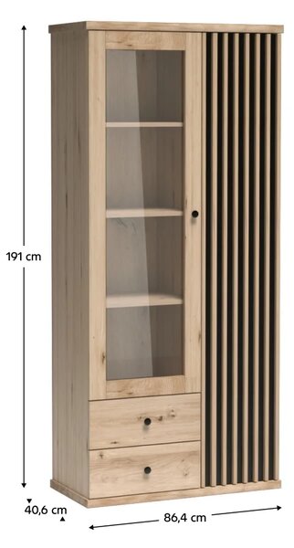 KONDELA Vitrína, dub artisan/černá, KOLI C-2