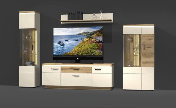 KOMODA POD TELEVIZI, barvy dubu, kašmírová, 180/64,4/44,6 cm Hom`in - TV stolky & komody pod TV